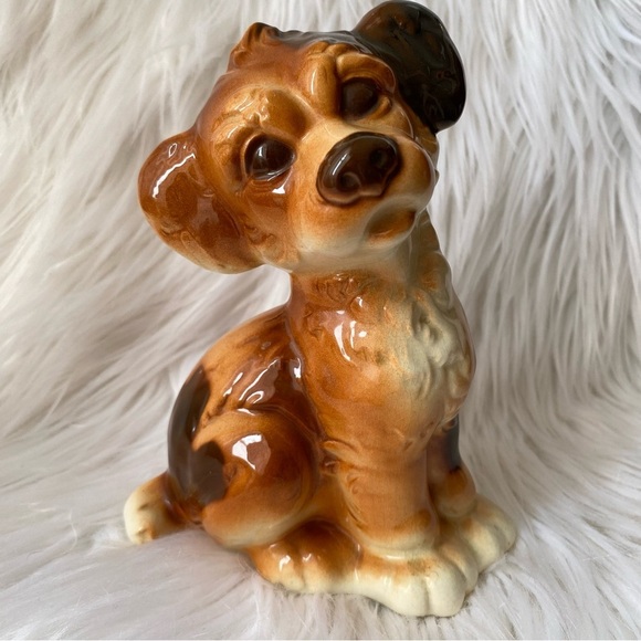 Vintage Royal Copley Ceramic Terrier Puppy Dog Sitting Brown Figurine 50’s Cute - Picture 6 of 9